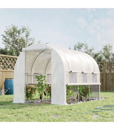 Large Outside Backyard Plant Greenhouse Hot House w/ Zippered Doors White