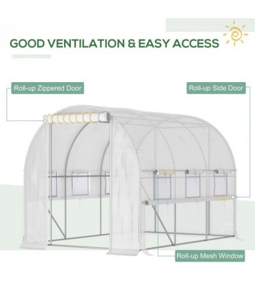 Large Outside Backyard Plant Greenhouse Hot House w/ Zippered Doors White
