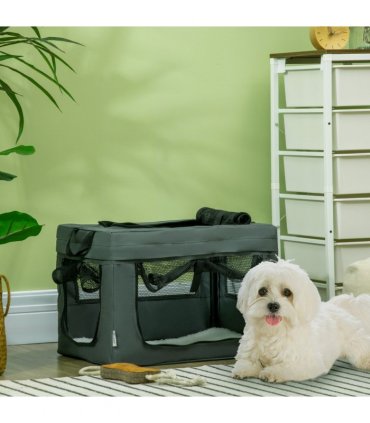 48.5cm Foldable Pet Carrier, Cat Bag w/ Cushion, for Miniature Dogs - Grey