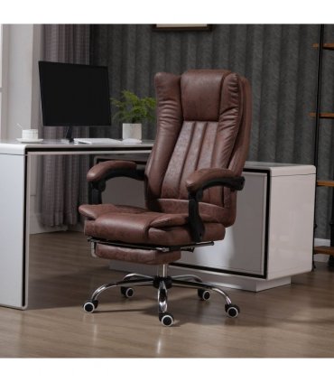 Executive Office Chair Computer Swivel Chair for Home with Arm, Footrest, Brown