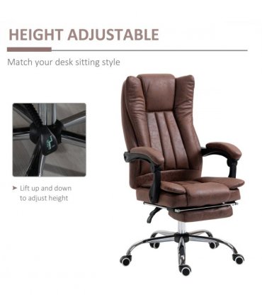 Executive Office Chair Computer Swivel Chair for Home with Arm, Footrest, Brown