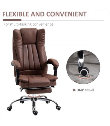 Executive Office Chair Computer Swivel Chair for Home with Arm, Footrest, Brown