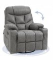 PU Leather Manual Recliner Chair Recliner Armchair Grey 360 Degreee swivel
