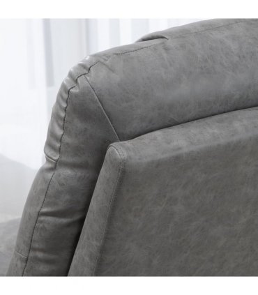 PU Leather Manual Recliner Chair Recliner Armchair Grey 360 Degreee swivel