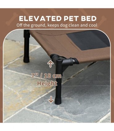 Elevated Pet Bed Dog Cot Tent Canopy Outdoor Brown 61L x 46W x 62H cm