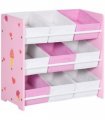 Kids Storage Unit with 9 Removable Storage Baskets for Nursery Playroom, Pink
