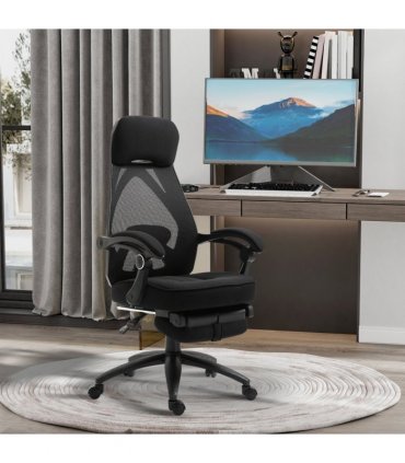 Swivel Office Chair Recliner Lunch Break Chair Adjustable Height w/ Footrest