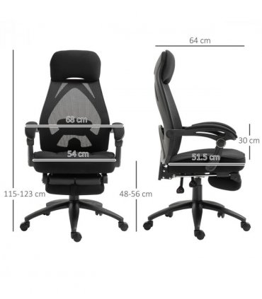 Swivel Office Chair Recliner Lunch Break Chair Adjustable Height w/ Footrest
