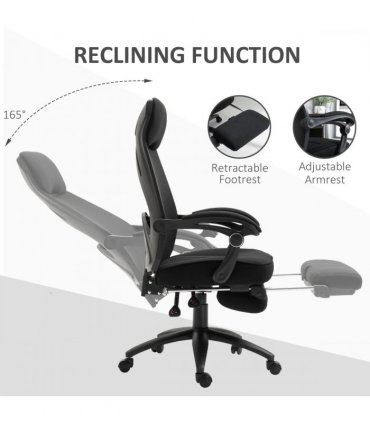 Swivel Office Chair Recliner Lunch Break Chair Adjustable Height w/ Footrest