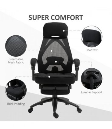 Swivel Office Chair Recliner Lunch Break Chair Adjustable Height w/ Footrest