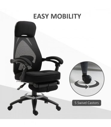 Swivel Office Chair Recliner Lunch Break Chair Adjustable Height w/ Footrest