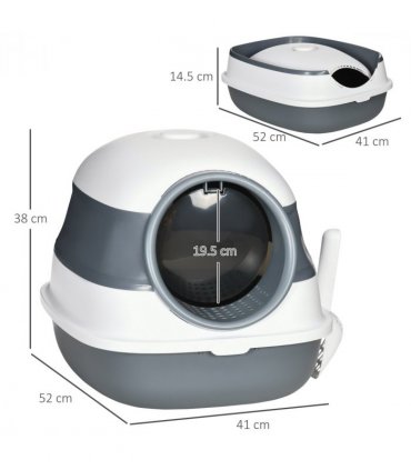 Cat Litter Tray with Lid, Hooded Cat Litter Box w/ High Side, Deodorant, Scoop