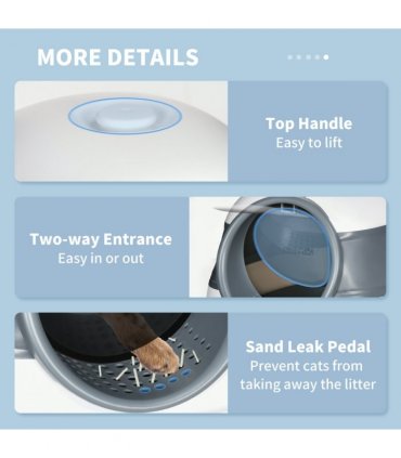 Cat Litter Tray with Lid, Hooded Cat Litter Box w/ High Side, Deodorant, Scoop