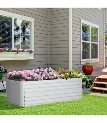 Raised Beds for Garden Galvanised Steel Light Grey 180 x 90cm Indoor Outdoor