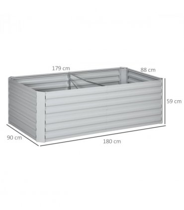 Raised Beds for Garden Galvanised Steel Light Grey 180 x 90cm Indoor Outdoor