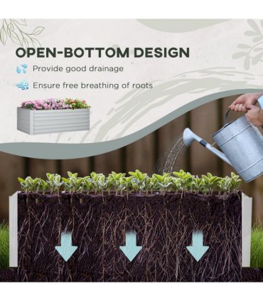 Raised Beds for Garden Galvanised Steel Light Grey 180 x 90cm Indoor Outdoor
