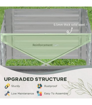 Raised Beds for Garden Galvanised Steel Light Grey 180 x 90cm Indoor Outdoor
