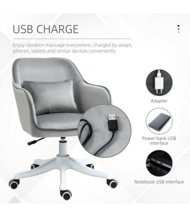 Office Chair with Rechargeable Electric Vibration Massage Lumbar Pillow, Wheels
