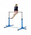 Kids Gymnastics Bar Adjustable Blue Steel Wood Beech 197L x 121W x 92H cm