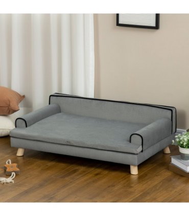 Pet Sofa for Large, Medium Dogs, with Wooden Legs Water-resistant Fabric, Grey