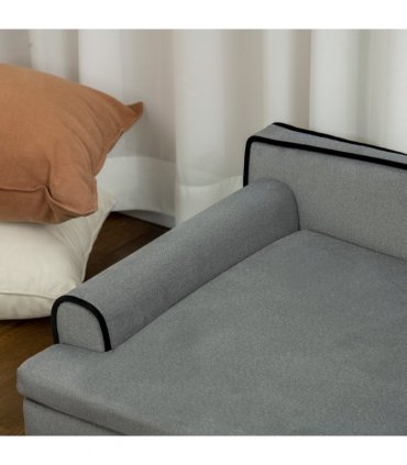 Pet Sofa for Large, Medium Dogs, with Wooden Legs Water-resistant Fabric, Grey