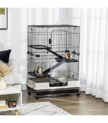 3 Tier Small Animal Cage Black Powder-coated steel 812L x 527W x 114H cm