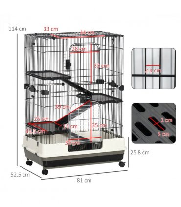 3 Tier Small Animal Cage Black Powder-coated steel 812L x 527W x 114H cm