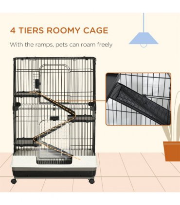 3 Tier Small Animal Cage Black Powder-coated steel 812L x 527W x 114H cm