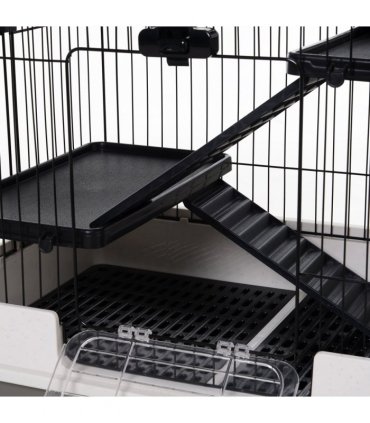 3 Tier Small Animal Cage Black Powder-coated steel 812L x 527W x 114H cm