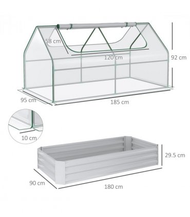 Steel Clear 185cm x 95cm x 92cm Raised Garden Bed Planter Box Kit Greenhouse