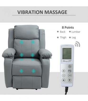 Electric Power Lift Recliner Chair with Massage Vibration Side Pocket, Grey