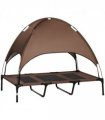 122 cm Elevated Pet Bed Dog Cot Tent with Canopy Instant Shelter Outdoor Coffee