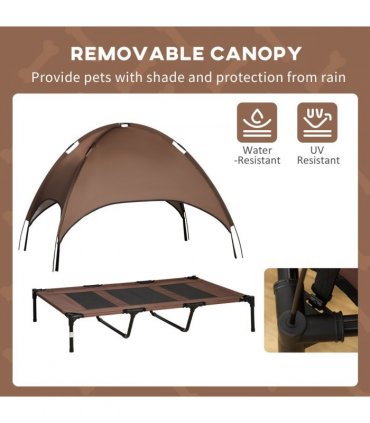 122 cm Elevated Pet Bed Dog Cot Tent with Canopy Instant Shelter Outdoor Coffee