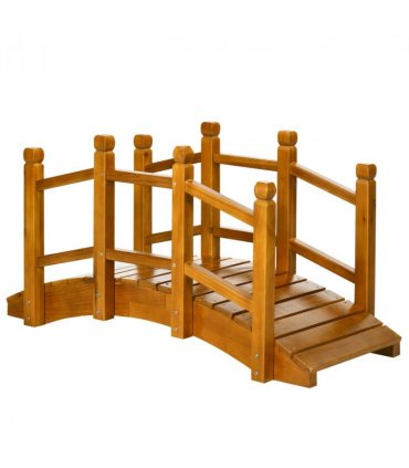 Wooden Garden Bridge Arc Footbridge with Safety Railings for Pond Creek Stream