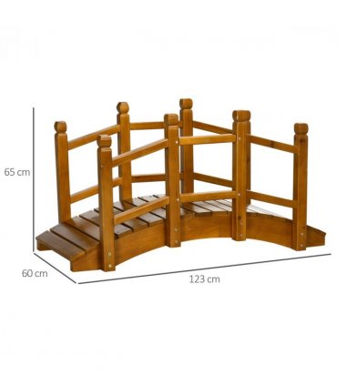 Wooden Garden Bridge Arc Footbridge with Safety Railings for Pond Creek Stream