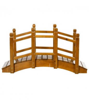 Wooden Garden Bridge Arc Footbridge with Safety Railings for Pond Creek Stream
