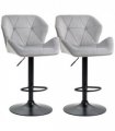Bar Stools Velvet Grey 57cm x 58cm x 117cm Set Of 2 Luxurious Velvet-Touch