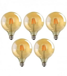 LED Dimmable Bulb 5 Pack E27 Vintage Amber Glass Warm White 2700K Light Bulbs