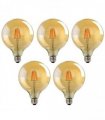 LED Dimmable Bulb 5 Pack E27 Vintage Amber Glass Warm White 2700K Light Bulbs