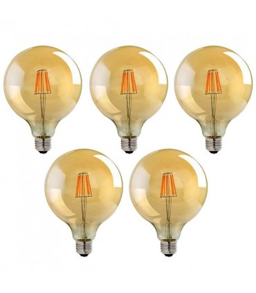 LED Dimmable Bulb 5 Pack E27 Vintage Amber Glass Warm White 2700K Light Bulbs