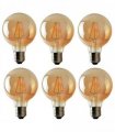 LED Dimmable Bulb G95 E27 2700K 4W Glass Metal Amber 6 Pack Vintage Light Bulbs