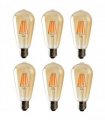6Pack E27 LED Edison Dimmable Vintage Amber Glass Warm white 2700K Light Bulb, 