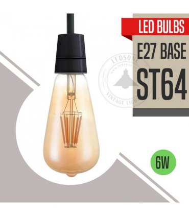 6Pack E27 LED Edison Dimmable Vintage Amber Glass Warm white 2700K Light Bulb, 