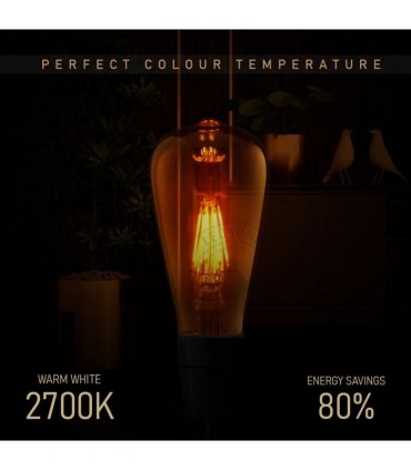 6Pack E27 LED Edison Dimmable Vintage Amber Glass Warm white 2700K Light Bulb, 