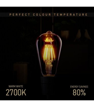 Light Bulb Amber Glass 5Pack E27 LED Edison Dimmable Vintage Warm White