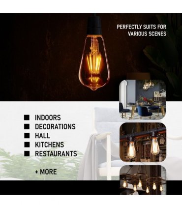 Light Bulb Amber Glass 5Pack E27 LED Edison Dimmable Vintage Warm White