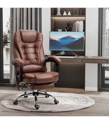 Vintage High Back Heated Massage Office Chair w/ 6 Vibration Points, Brown