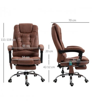 Vintage High Back Heated Massage Office Chair w/ 6 Vibration Points, Brown