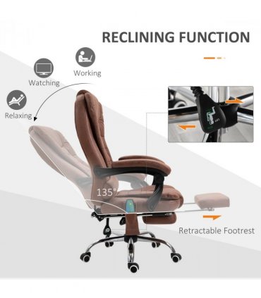Vintage High Back Heated Massage Office Chair w/ 6 Vibration Points, Brown