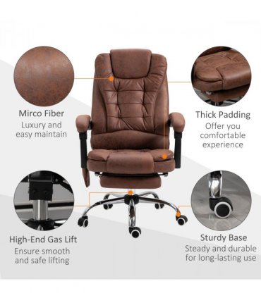 Vintage High Back Heated Massage Office Chair w/ 6 Vibration Points, Brown